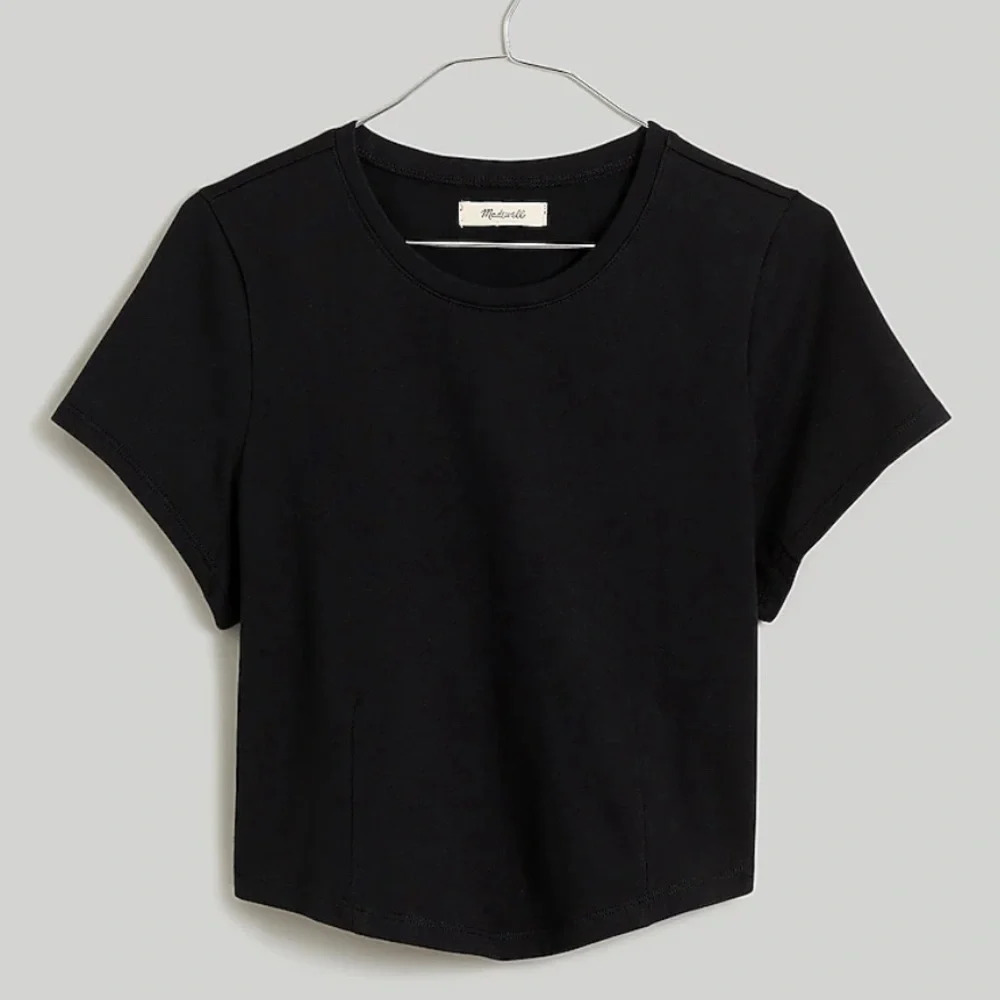 Madewell Dart Heavyweight Jersey Crewneck Black Tee Top Size XXS